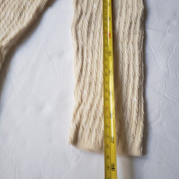 Ann Taylor Silk Beaded Belted V-Neck 3/4 Sleeve Faux Wrap Ivory Pullover - Picture 10 of 12